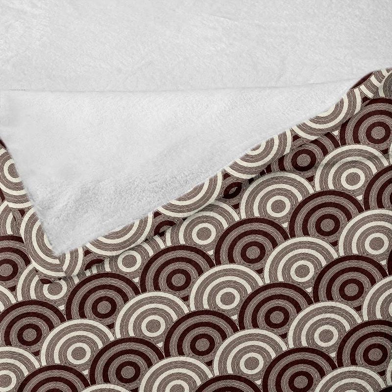 Ambesonne Earth Tones Fleece Throw Blanket Spiral Circles Grid Dark Brown and Cream_66453