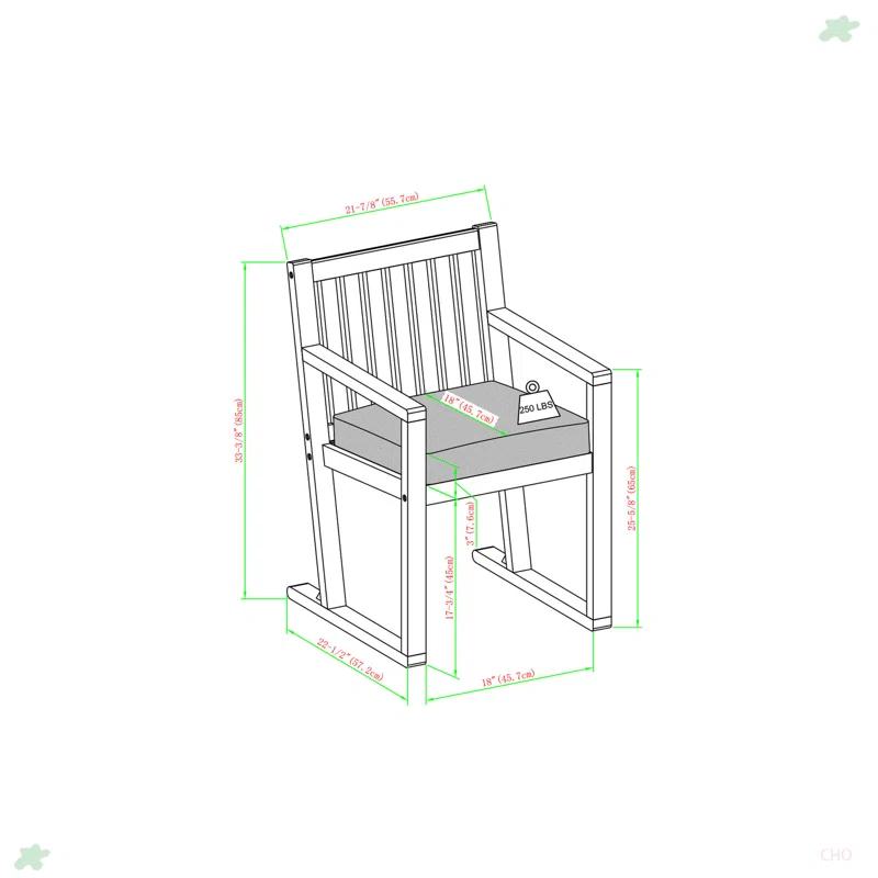Millwood Pines Contemporary 2-Piece Solid Wood Slat-Back Patio Dining Chairs