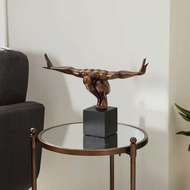 Red Barrel Studio® Cleophis Polystone Diver Decorative Bronze Sculpture with Black Base