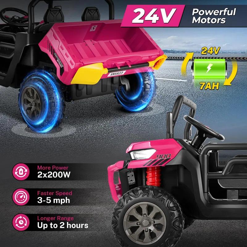 Himimi Delia Himimi 24 Voltage  Ride On Dump Truck, 2 Seater Kids UTV with Electric Dump Bed, Remote Control