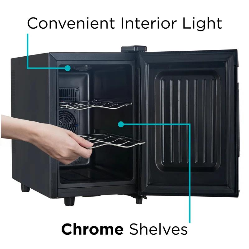 BLACK+DECKER BD6 Series BLACK+DECKER 6 Bottle Wine Cellar,  Mirror Door- Black