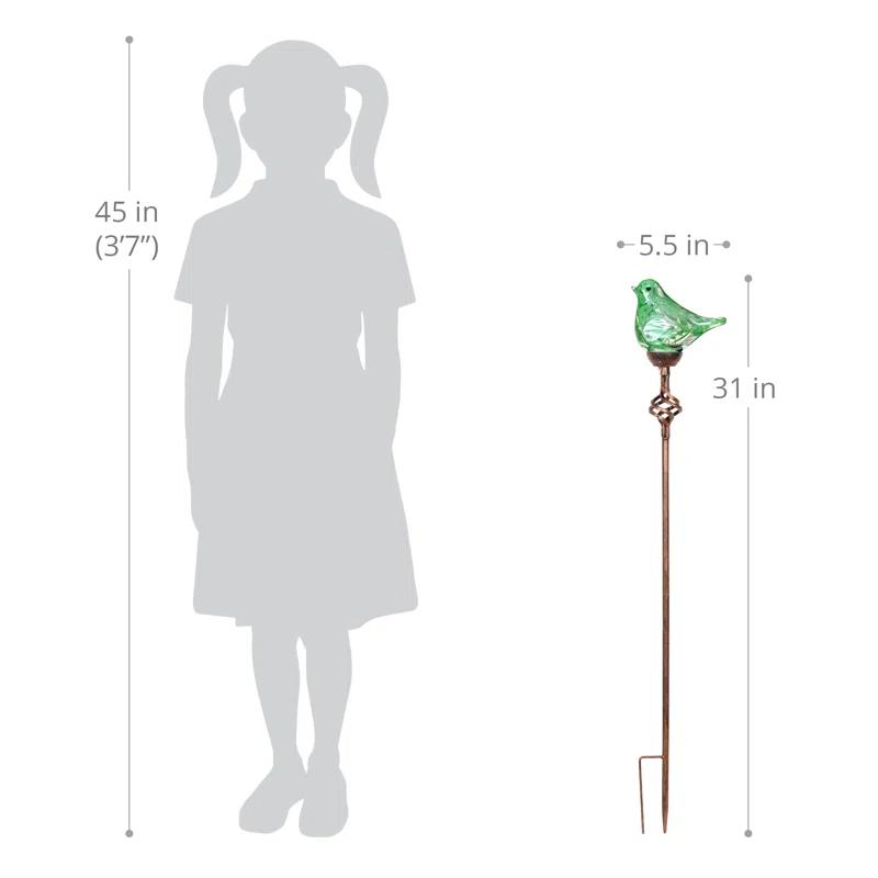Exhart Exhart Solar Pearlized Hand Blown Glass Bird Garden Stake, 6 by 31 Inches