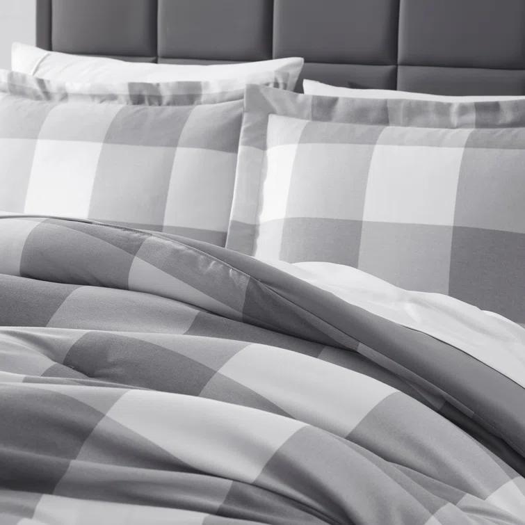 Sweet Home Collection Herringbone Weave Buffalo Check Bed in a Bag Comforter & Sheet Set
