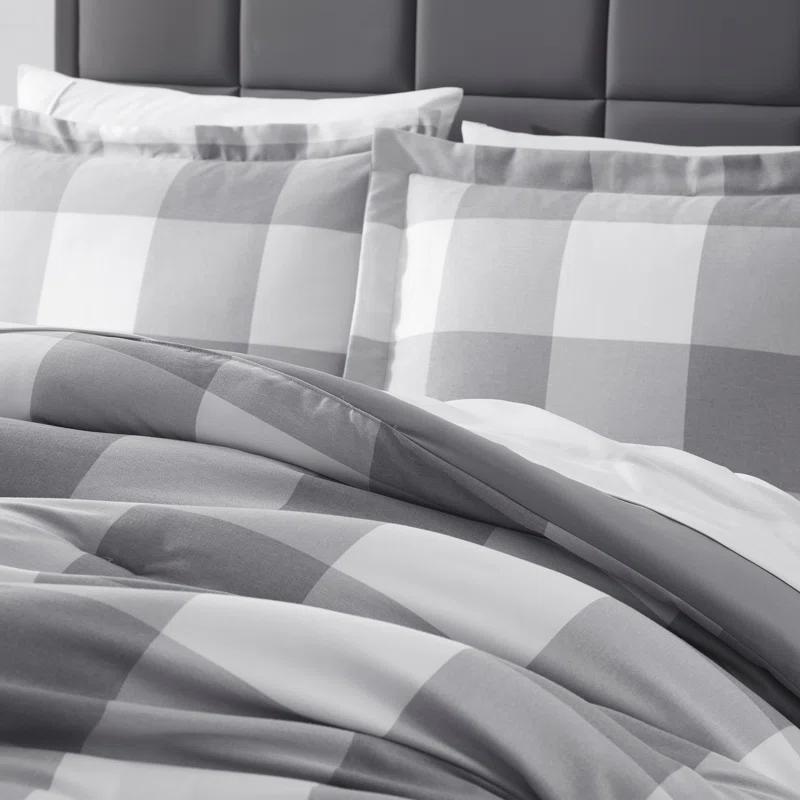 Sweet Home Collection Herringbone Weave Buffalo Check Bed in a Bag Comforter & Sheet Set