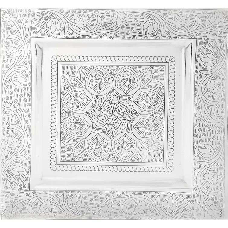 Butler Specialty Metalworks Moroccan Square Metal Tray Table In Silver