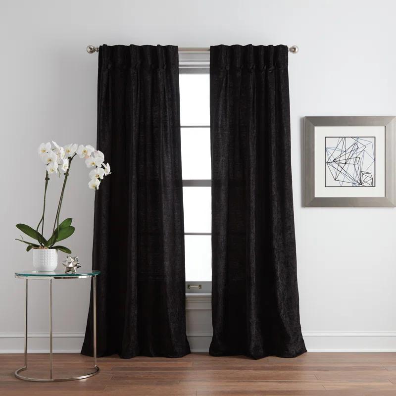 DKNY DKNY Classic Chenille Inverted Pleat W/Button Curtain Panel Pair
