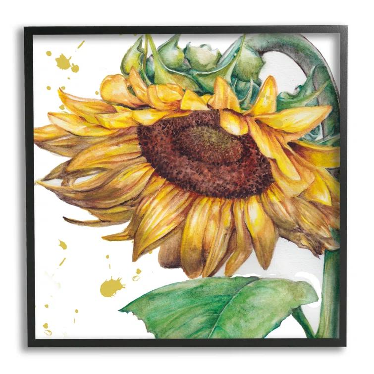 Stupell Industries Sunflower with Paint Splatter Framed by Studio 731 rep. Levison Designs