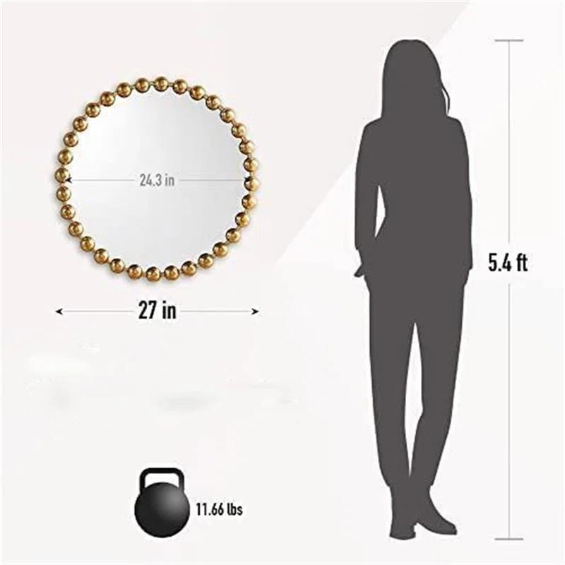 Marlowe Beaded Round Metal Wall Mirror