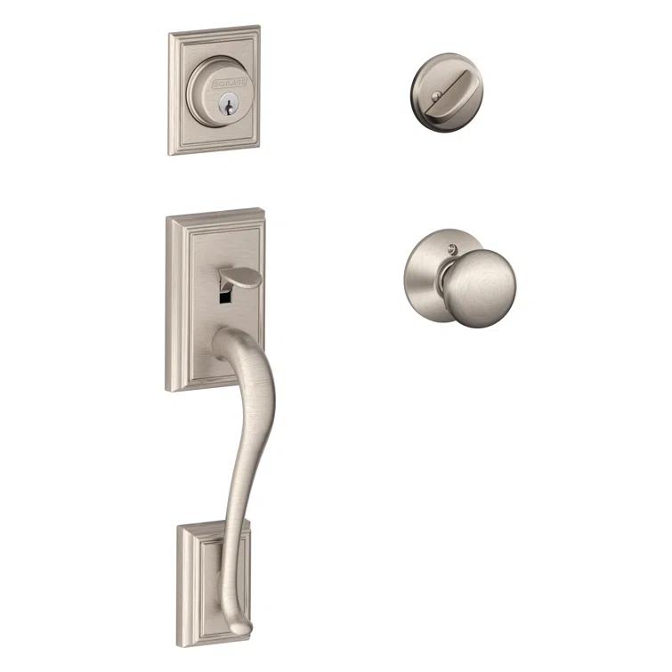 SCHLAGE Addison Single Cylinder Handleset and Right Hand Accent Lever, Satin Nickel (F60 ADD 619 Acc RH)