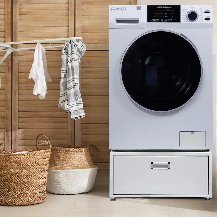 Equator Advanced Appliances Equator All-in-one Washer Dryer Ventless FULLY BUILTIN 0-CLEARANCE 1.62cf/15lbs 110V 1400RPM + Pedestal EZ 4700 C + PDL 4455 White