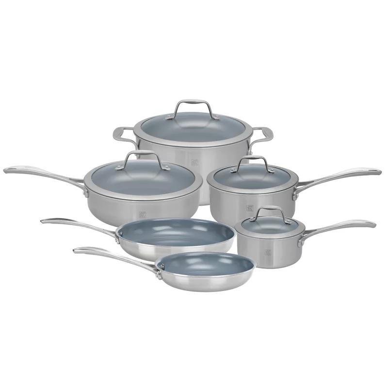 10-Piece Stainless Steel Ceramic Nonstick Cookware Set