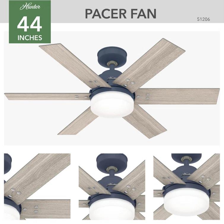 Hunter Fan 44" Pacer 6 - Blade Ceiling Fan with Lights and Remote