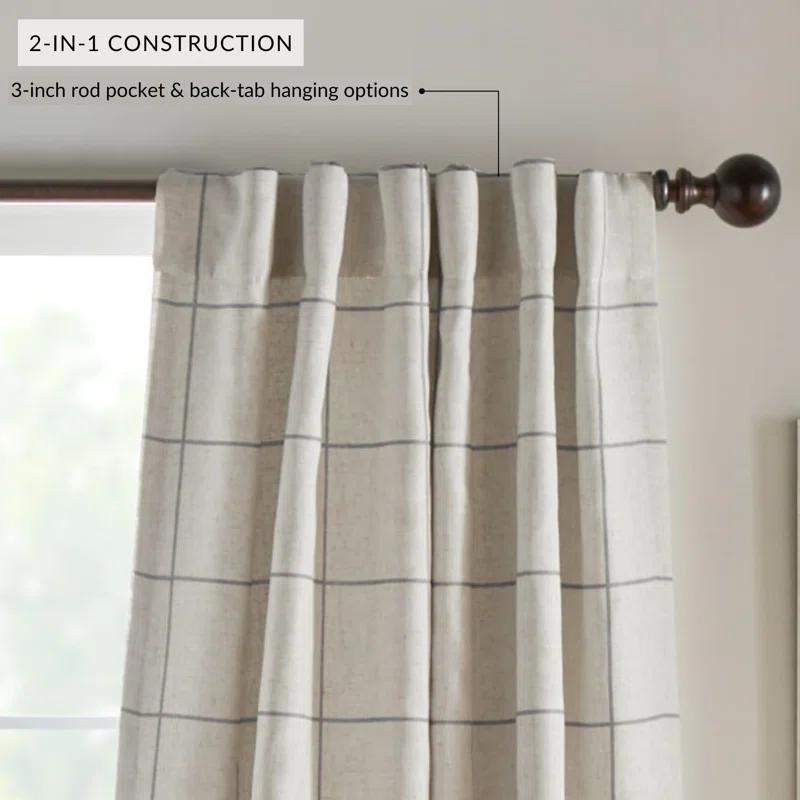 Gracie Oaks Fashions Plaid Blackout Window Curtain, with Back Tab and Rod Pocket Tabs, 1 Panel,52"W