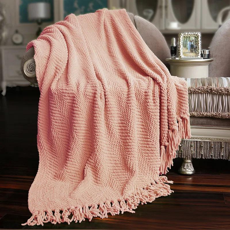 Home Soft Things Tweed Knitted Throw Blanket
