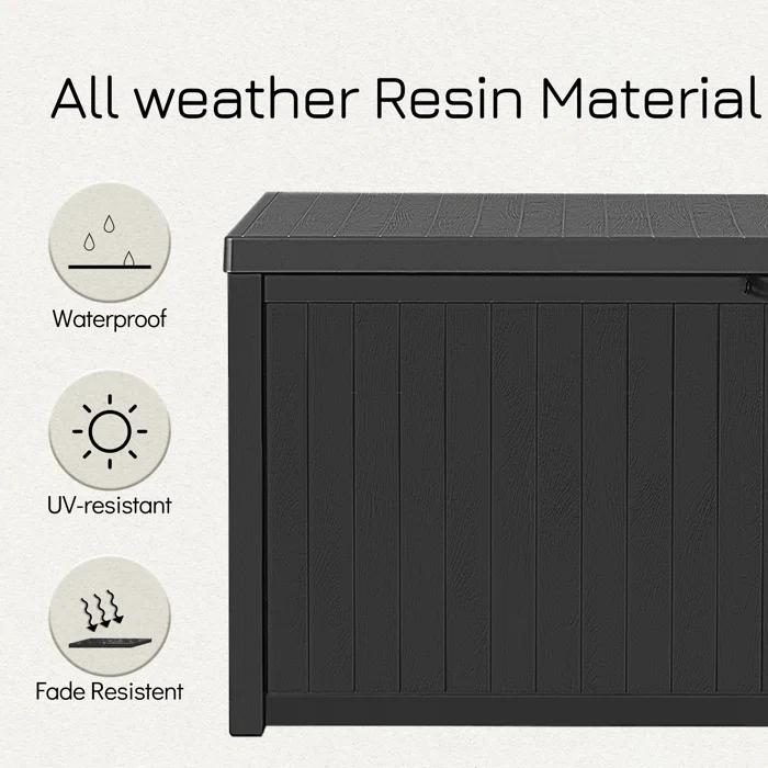 Hokku Designs Waterproof 120 Gallon Large Outdoor Indoor Patio Storage Deck Box , Outside Storage Bin for Cushion Pillows, Towels, Garden Tools