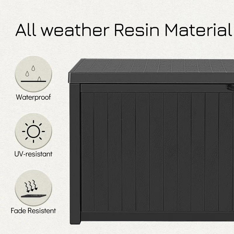 Hokku Designs Waterproof 120 Gallon Large Outdoor Indoor Patio Storage Deck Box , Outside Storage Bin for Cushion Pillows, Towels, Garden Tools
