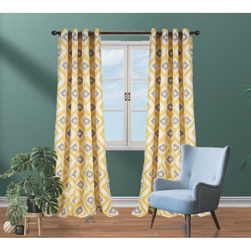 Lush Decor Diamond Ikat Polyester Semi Sheer Curtain Pair (Set of 2)