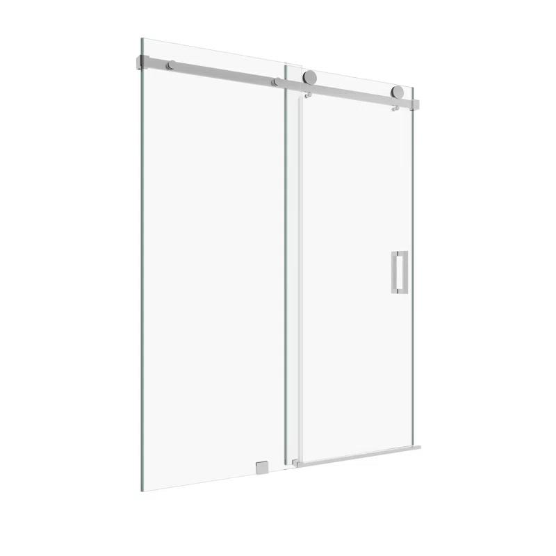 KOBIWORKS Kw03 60 In. W X 76 In. H Single Sliding Frameless Shower Door With 3/8 In. Clear Glass KW036076CH