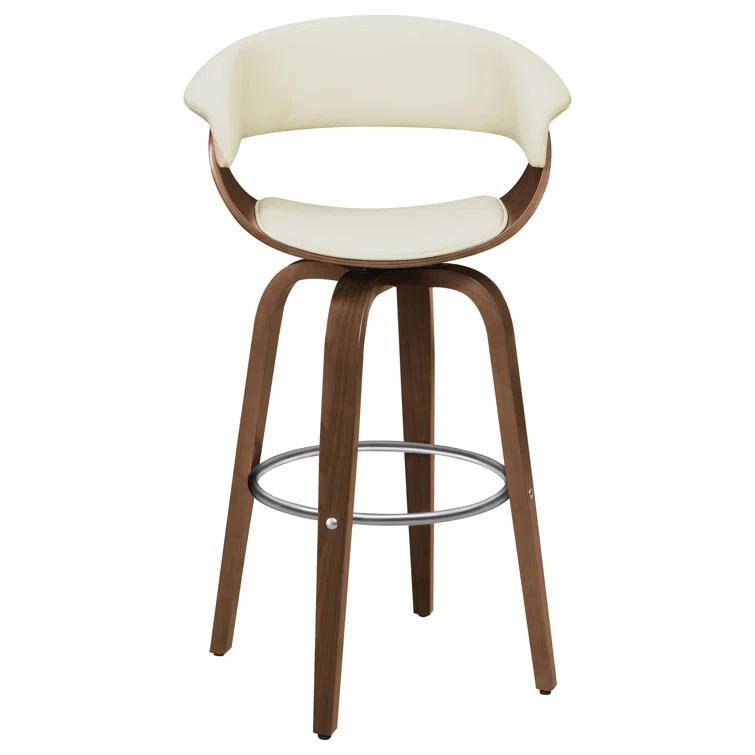 Ebern Designs Freidin Upholstered Swivel Bar Stool Walnut