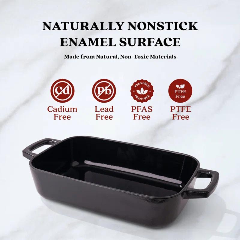 Alva Alva Nori Enameled Cast Iron Dutch Oven Dish Roasting Pan Rectangular Nonstick Stove-to-Table Enamel Coated Pot, Non Toxic, Compatible with All Stovetops, Oven Safe & Induction Safe