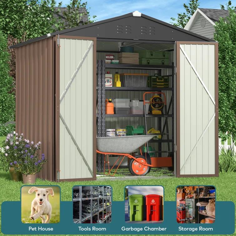 Devoko 8 ft. W x 6 ft. D Metal Storage Shed