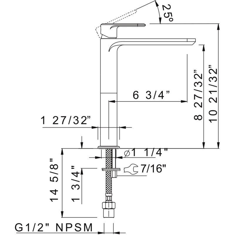 Meda Single Handle Tall Lavatory Faucet