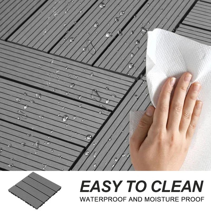 SHANRUGUOJI Wood Plastic Composite Deck Tiles Set Of 20Pcs, Composite Decking Resist Rust, Water, Weather, Easy To DIY & Maintain, Indoor&Outdoor,Ideal For Patios, Balconies, Rooftops, Decks, 12X12in