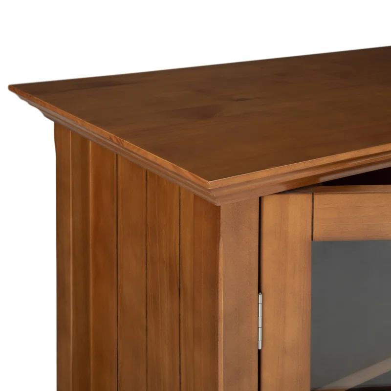 Simpli Home Acadian Solid Wood Shelf Storage Cabinet with Glass Doors and Adjustable Shelves