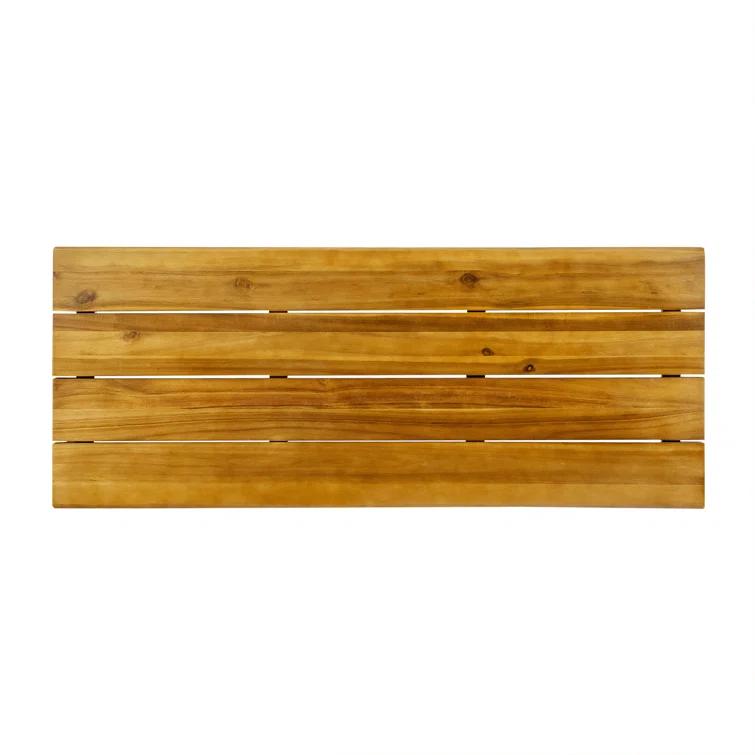 Union Rustic Loya Rectangular Acacia Wood Outdoor Bar Table