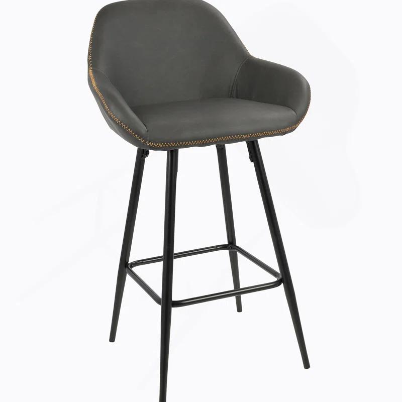 Corrigan Studio® Clubhouse Contemporary 26" Counter Stool with Black Frame and Grey Vintage Faux Leather by LumiSource - Set of 2