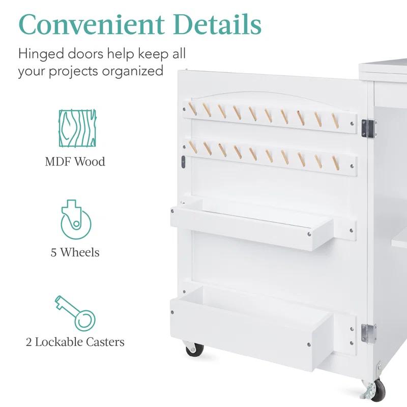 Best Choice Products 46'' x 16'' Sewing Table with Sewing Machine Platform and Wheels