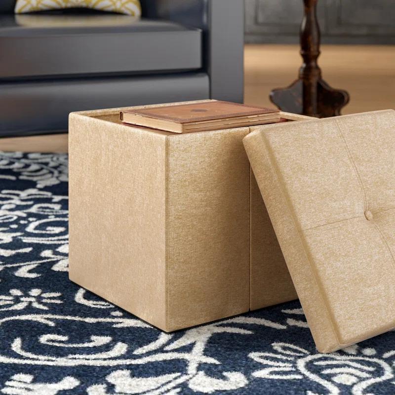 Simplify Luxora Faux Leather Ottoman