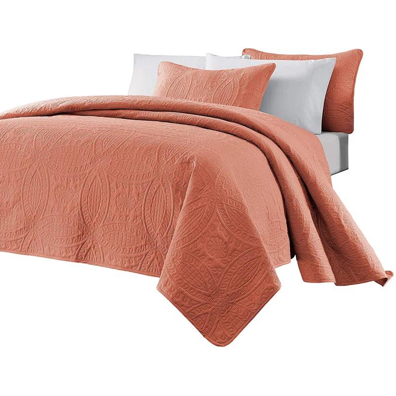 Chezmoi Collection Austin Microfiber Reversible 3-Piece Coverlet / Bedspread Set