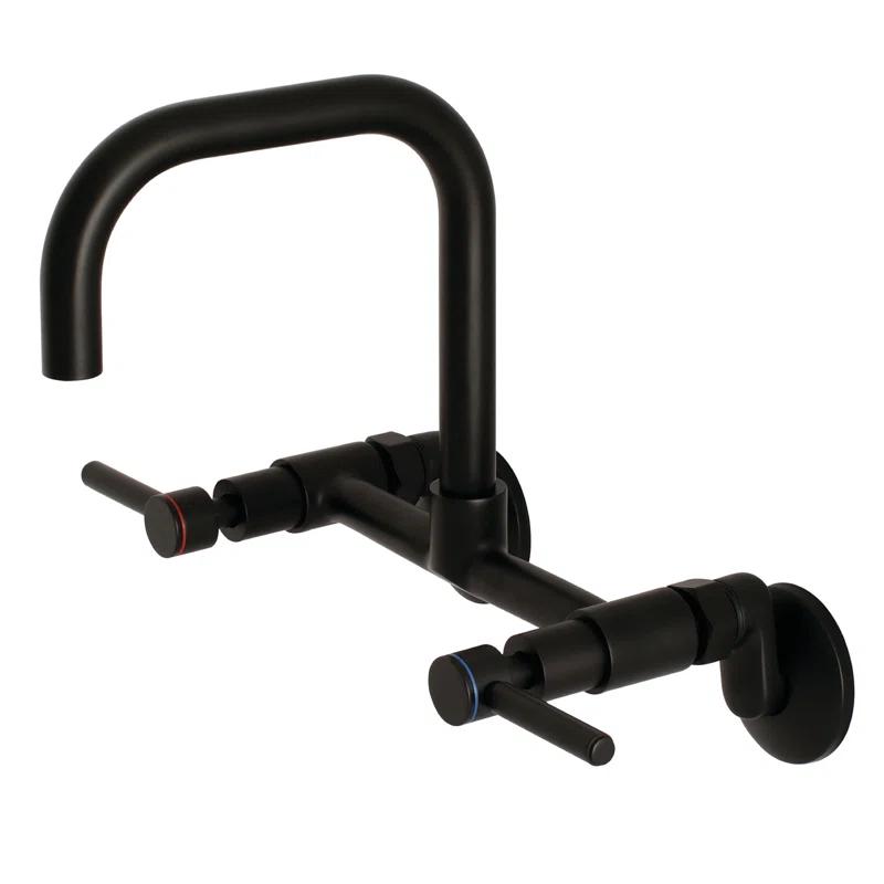 Kingston Brass KS813MB Kingston Brass Concord Double-Handle 2-Hole Wall-Mount Bridge Kitchen Faucet