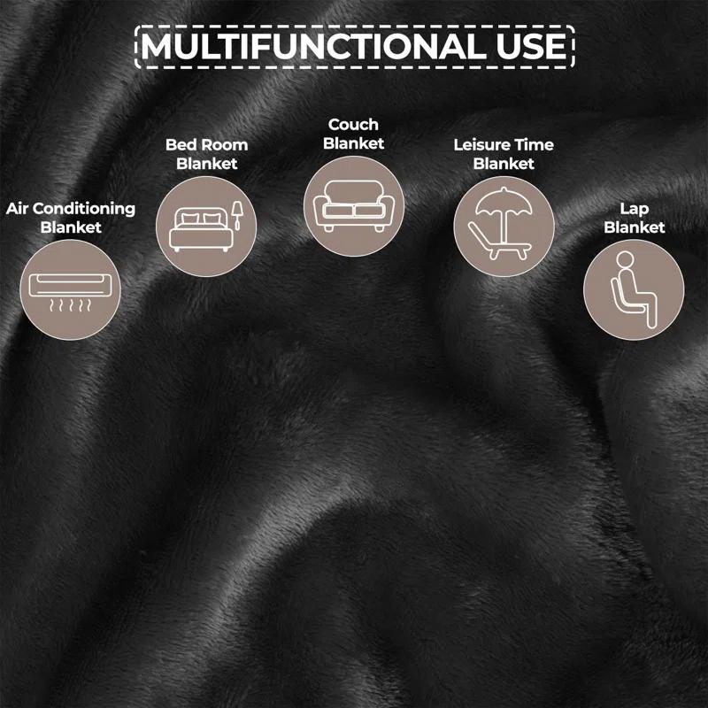 Superior Superior Polka Dots or Solid Fleece Plush Blanket Medium Weight Fluffy Soft Decorative Bedding