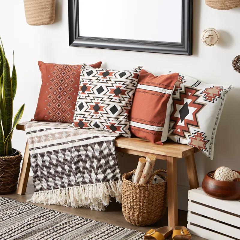 Design Imports Geometric Cotton Reversible Pillow Cover