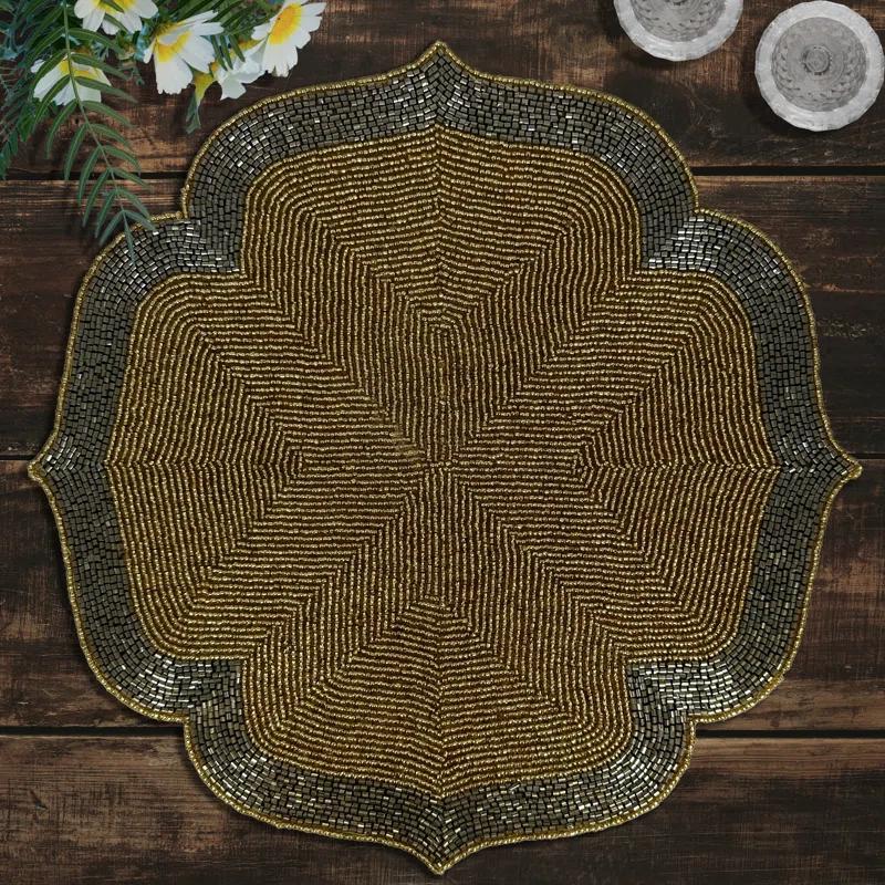 Decozen Decozen Beaded Placemats for Dining Table - Set 6-14 Inches for Kitchen Decor Scratch Heat Resistant Charger Durable Tablemats (Set of 6)