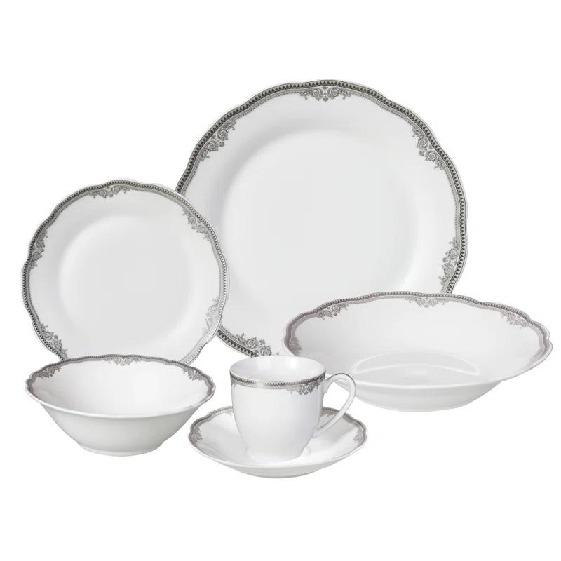 Lorren Home Trends 24 Piece Porcelain China Dinnerware Set - Service for 4
