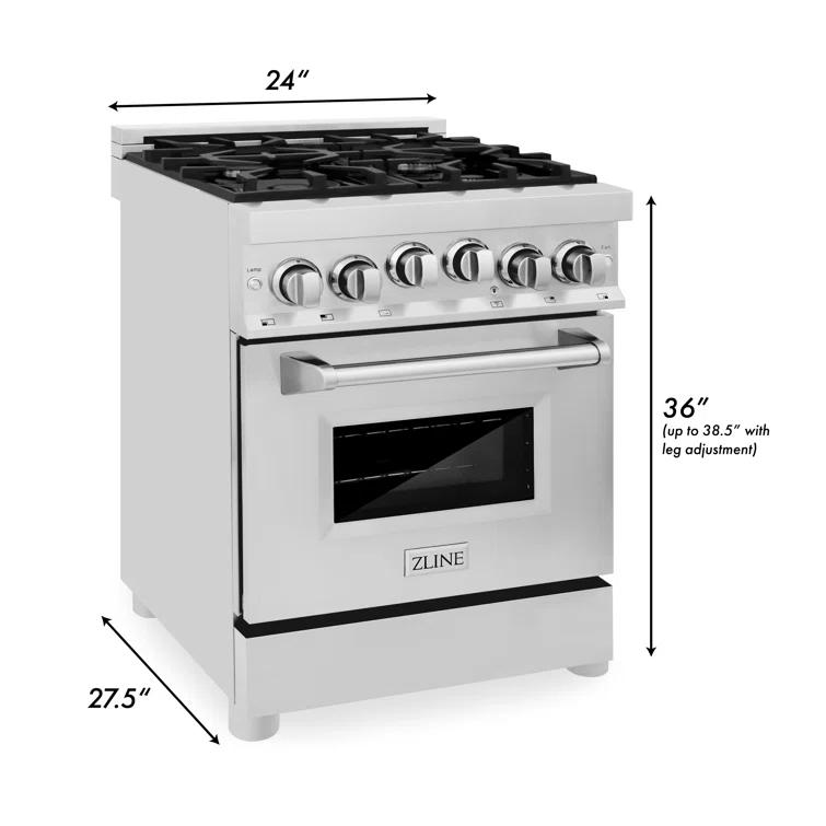 ZLINE ZLINE 24" 2.8 cu. ft. Range with Gas Stove and Gas Oven in Fingerprint Resistant RG24