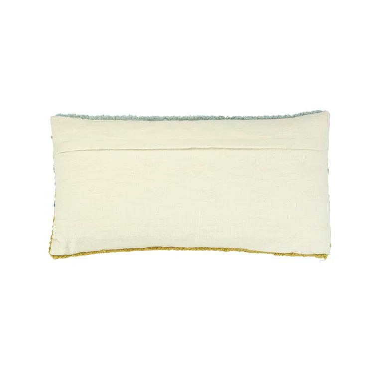 Creative Co-Op Woven Cotton Punch Hook Lumbar Pillow with "Sun Please" Design