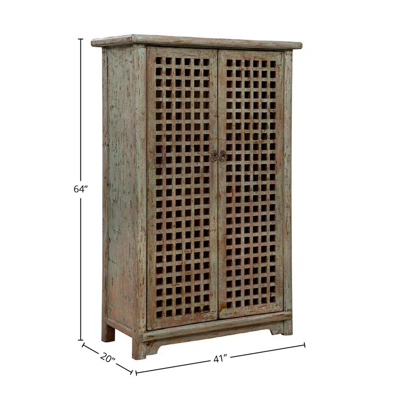 Furniture Classics Jackson 64" Tall 2-Door Cabinet, Worn Green