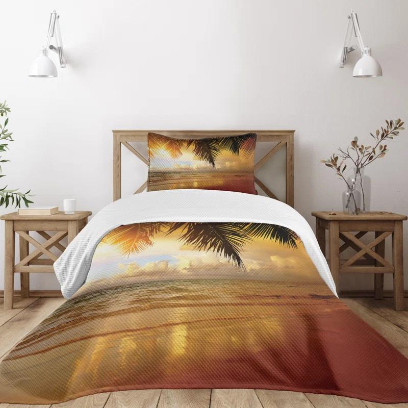 Ambesonne Ambesonne Beach Bedspread Sunset Caribbean Palms