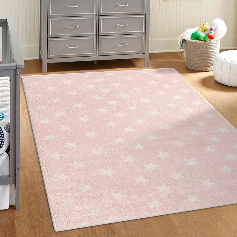 Whimsy Stars Baby Pink/Ivory Kid Rug