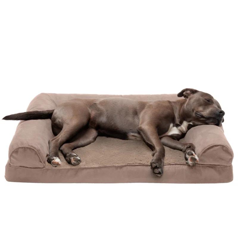 FurHaven Plush & Suede Orthopedic Sofa Dog Bed - Jumbo Plus, Almondine