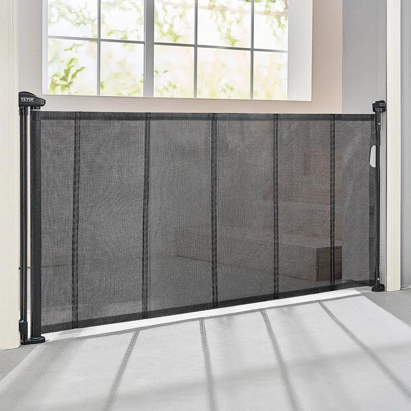VEVOR VEVOR Retractable Gate Black Plastic Wall Mounted Pet Gate