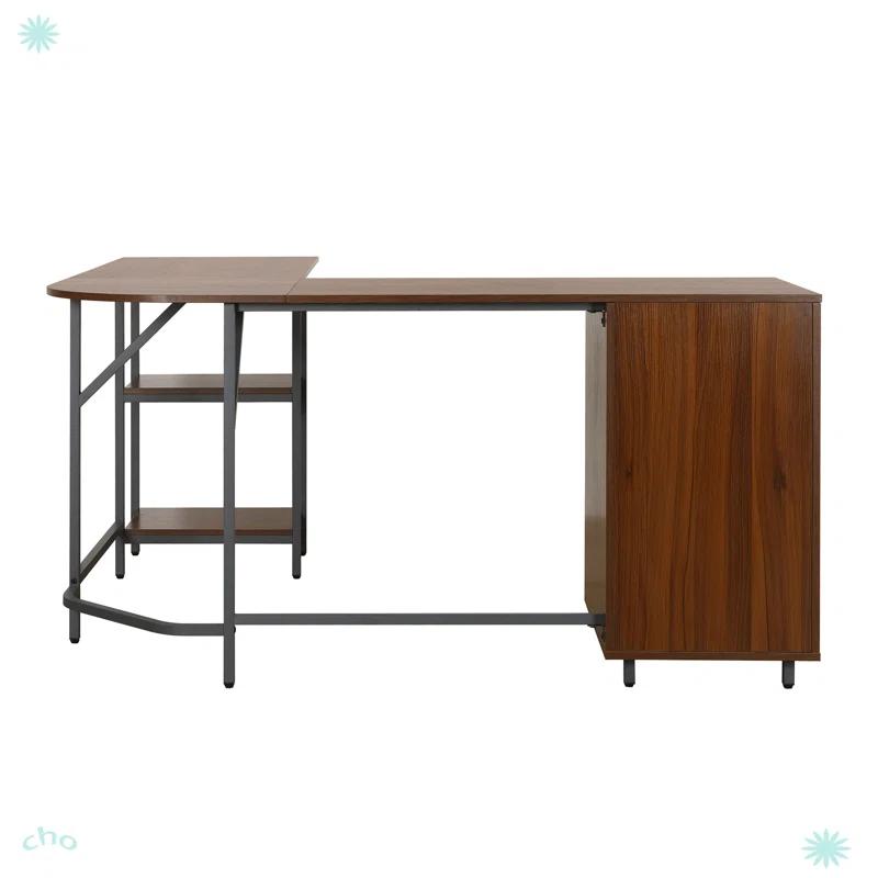 17 Stories Techni Mobili L-Shape Home Office Two-Tone Desk With Storage