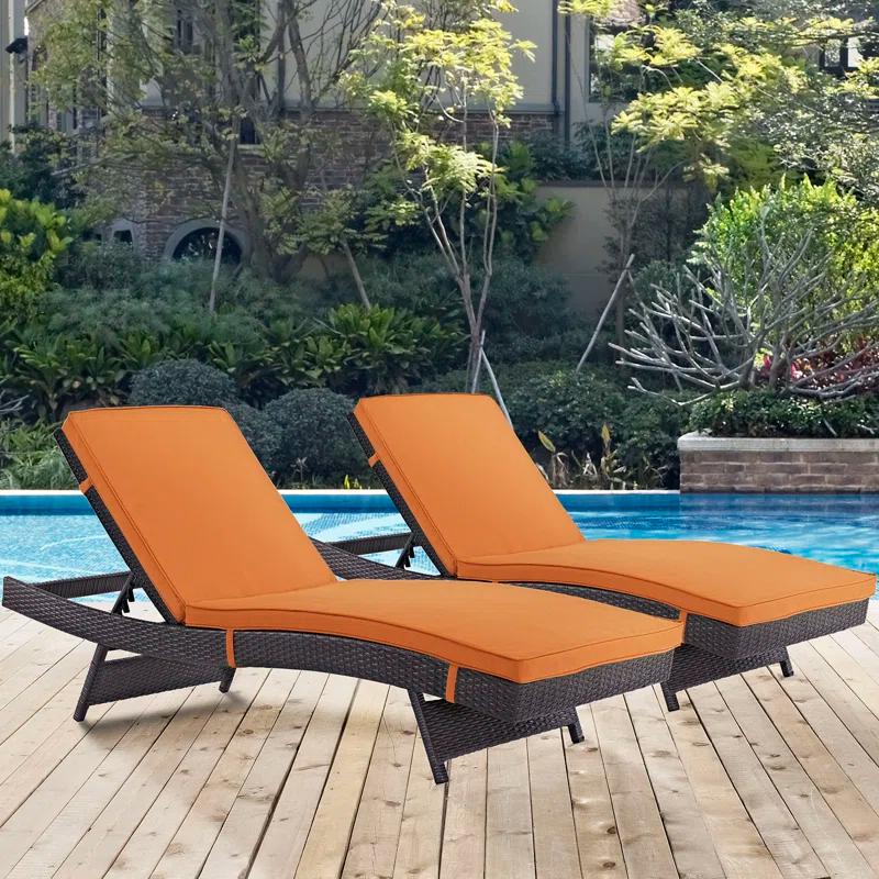 Modway Gather Synthetic Rattan Weave Outdoor Chaise Lounges by Modway (Set of 2)