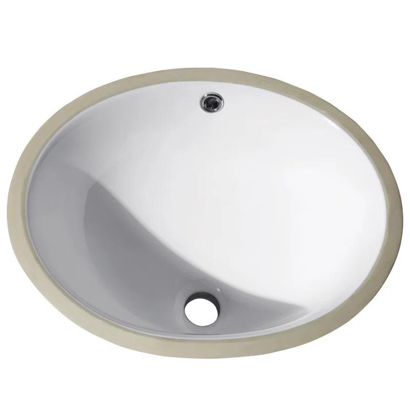 Avanity CUM16WT Vitreous China Oval Undermount Bathroom Sink with Overflow