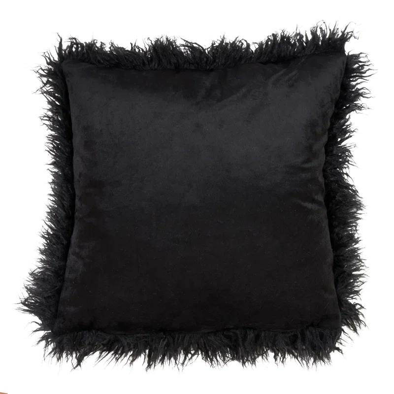 Saro Faux Mongolian Collection Throw Pillow