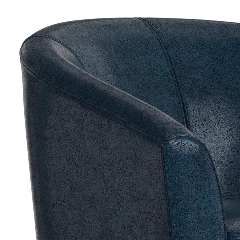 Simpli Home Austin 30"W Upholstered Vegan Faux Leather Contemporary Tub Accent Chair with High Arms and Deep Seat